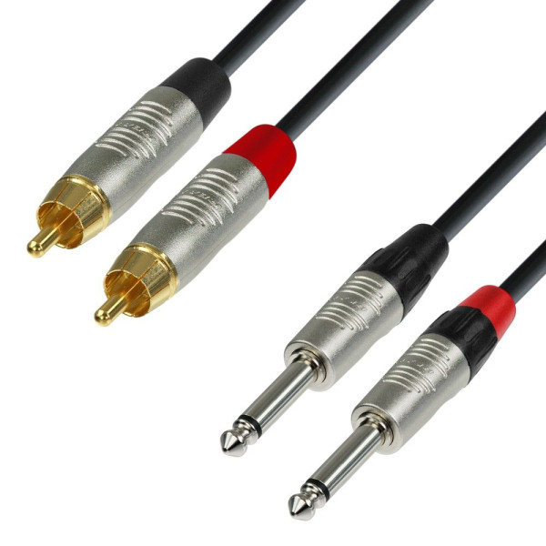ADAM HALL K4TPC0090 2X RCA TO 2X 6.3MM JACK AUDIO CABLE 0.9CM