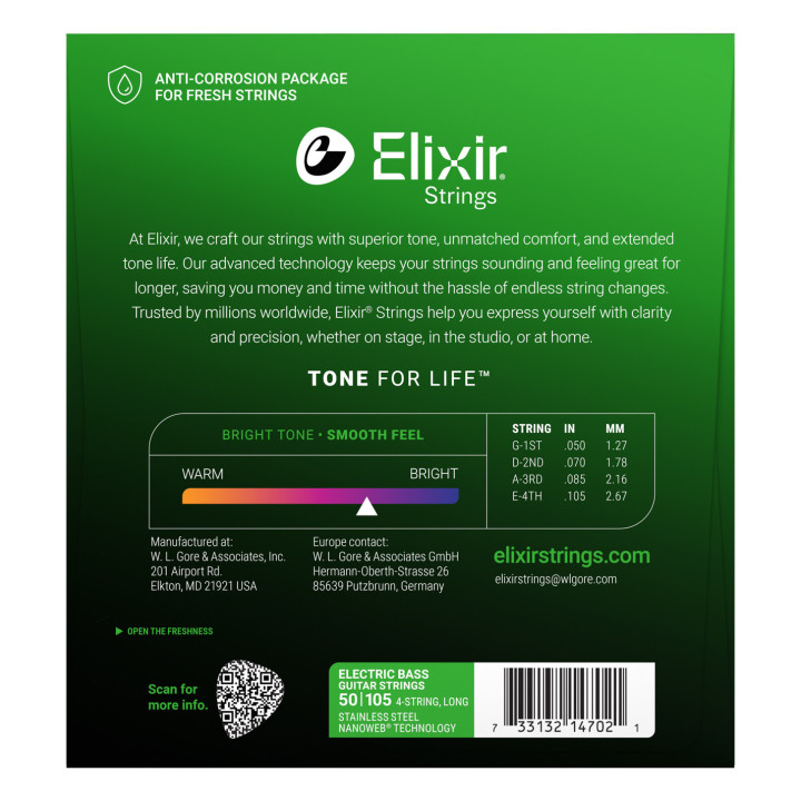 ELIXIR 050/105 MEDIUM STAINLESS STEEL ŽICE ZA BAS GITARU