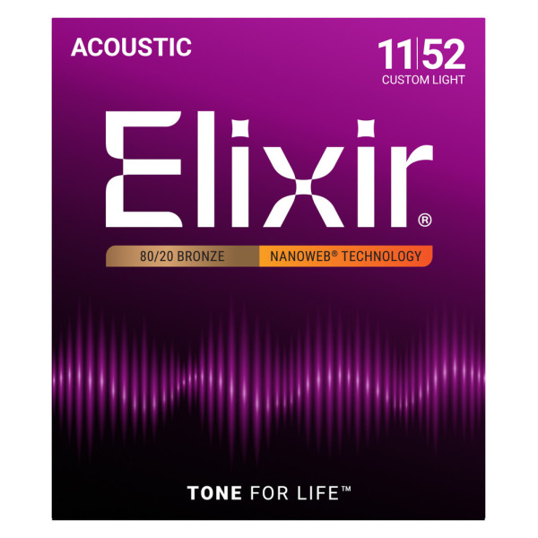 ELIXIR NANOWEB 011/52 COSTUM-LIGHT ACOUSTIC GUITAR STRINGS