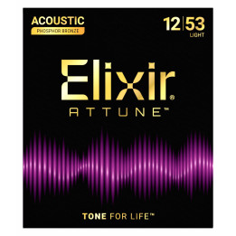 ELIXIR ATTUNE 12/53 LIGHT PHOSPHOR BRONZE ACOUSTIC STRINGS 21052